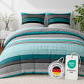 Sentidos 4-teiliges Renforcé Bettwäsche-Set 135x200 cm – Türkis/Schwarz/Weiß