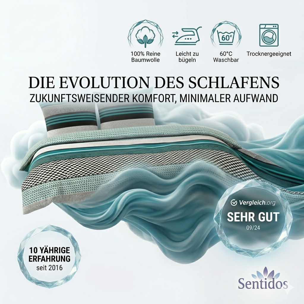 Sentidos 4-teiliges Renforcé Bettwäsche-Set 135x200 cm – Türkis/Schwarz/Weiß